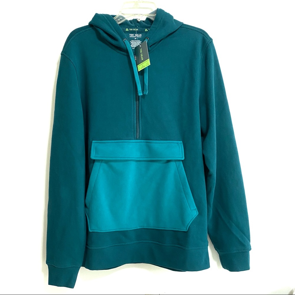 NEW TEK GEAR Men’s Fleece 1/2 Zip Hooded Pullover Kangaroo Pouch with Pocket   M
